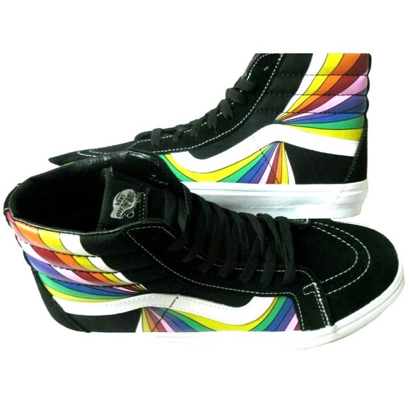Vans Men's Sk8-Hi Refract Black True White Multi Canvas Suede shoes Size 10 NIB - Picture 1 of 5